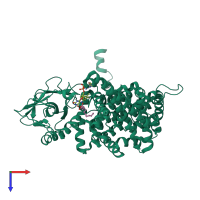 PDB entry 2ddh coloured by chain, top view.