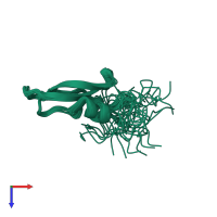 PDB entry 2ddi coloured by chain, ensemble of 20 models, top view.