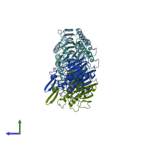 PDB entry 2ddr coloured by chain, side view.