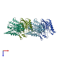 PDB entry 2ddr coloured by chain, top view.