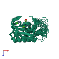 PDB entry 2ddy coloured by chain, ensemble of 25 models, top view.