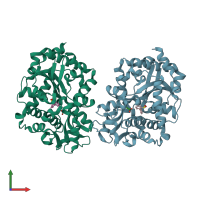 PDB entry 2de4 coloured by chain, front view.