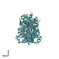 PDB entry 2de4 coloured by chain, side view.