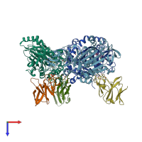 PDB entry 2de7 coloured by chain, top view.