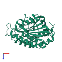 PDB entry 2dea coloured by chain, top view.