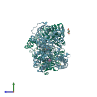 PDB entry 2deb coloured by chain, side view.