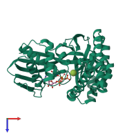 PDB entry 2dei coloured by chain, top view.