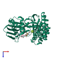 PDB entry 2dej coloured by chain, top view.