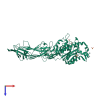 PDB entry 2dex coloured by chain, top view.