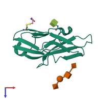 PDB entry 2df3 coloured by chain, top view.