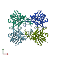 PDB entry 2df5 coloured by chain, front view.