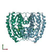 PDB entry 2df8 coloured by chain, front view.