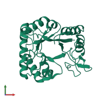 PDB entry 2dfa coloured by chain, front view.