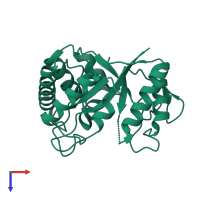 PDB entry 2dfa coloured by chain, top view.