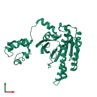 PDB entry 2dfl coloured by chain, front view.
