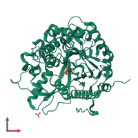 PDB entry 2dga coloured by chain, front view.