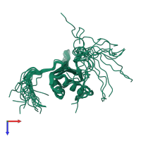 PDB entry 2dgq coloured by chain, ensemble of 20 models, top view.