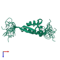 PDB entry 2dgr coloured by chain, ensemble of 20 models, top view.