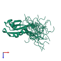 PDB entry 2dgt coloured by chain, ensemble of 20 models, top view.