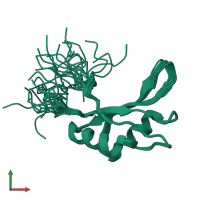 PDB entry 2dgv coloured by chain, ensemble of 20 models, front view.