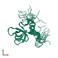 PDB entry 2dgy coloured by chain, ensemble of 20 models, front view.