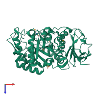 PDB entry 2dh2 coloured by chain, top view.