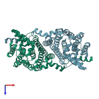 PDB entry 2dh4 coloured by chain, top view.