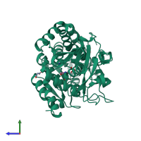 PDB entry 2dh5 coloured by chain, side view.