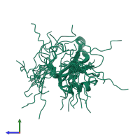 PDB entry 2dh7 coloured by chain, ensemble of 20 models, side view.