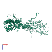 PDB entry 2dhg coloured by chain, ensemble of 20 models, top view.