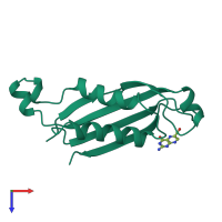 PDB entry 2dhn coloured by chain, top view.