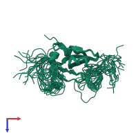 PDB entry 2dhz coloured by chain, ensemble of 20 models, top view.