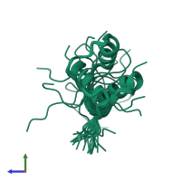 PDB entry 2di0 coloured by chain, ensemble of 20 models, side view.