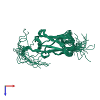 PDB entry 2di7 coloured by chain, ensemble of 20 models, top view.