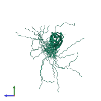 PDB entry 2di9 coloured by chain, ensemble of 20 models, side view.