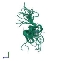 PDB entry 2did coloured by chain, ensemble of 20 models, side view.