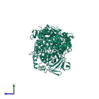 PDB entry 2dik coloured by chain, side view.