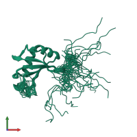 PDB entry 2dis coloured by chain, ensemble of 20 models, front view.