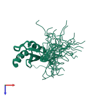 PDB entry 2diu coloured by chain, ensemble of 20 models, top view.