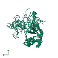 PDB entry 2div coloured by chain, ensemble of 20 models, side view.