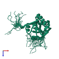 PDB entry 2dj1 coloured by chain, ensemble of 20 models, top view.