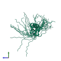 PDB entry 2djb coloured by chain, ensemble of 20 models, side view.