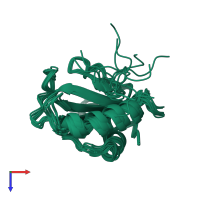 PDB entry 2djj coloured by chain, ensemble of 10 models, top view.