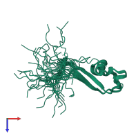 PDB entry 2djp coloured by chain, ensemble of 20 models, top view.