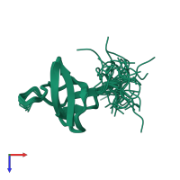 PDB entry 2djq coloured by chain, ensemble of 20 models, top view.