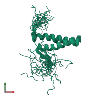 PDB entry 2djv coloured by chain, ensemble of 20 models, front view.