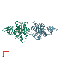 PDB entry 2djz coloured by chain, top view.