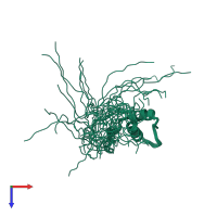 PDB entry 2dk4 coloured by chain, ensemble of 20 models, top view.