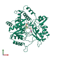 PDB entry 2dkb coloured by chain, front view.