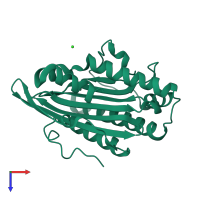 PDB entry 2dke coloured by chain, top view.